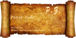 Petik Zoé névjegykártya